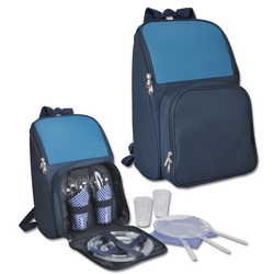 Рюкзак для пикника на 4 персоны, с термоотделением, полиэстр, пластик, синий