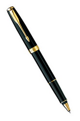 Ручка Parker Sonnet Laque Black GT роллер,(корпус-латунь,лак, отделка-позолота 23К), черный