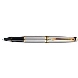 Ручка Waterman Expert 3 Stainless Steel GT, роллер (корпус - нержавеющая сталь, отделка - позолота), цвет серебристый