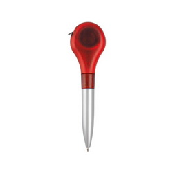 Ручка шариковая с рулеткой 1 м и клипсой для крепления на карман, цвет красный