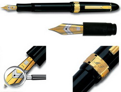 Ручка перьевая President поршневая, платина, золото 18К, черный