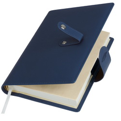 Ежедневник-портфолио недатированный PASSAGE (352 стр), тонированный блок, искусственная кожа, в подарочной упаковке, цвет синий
