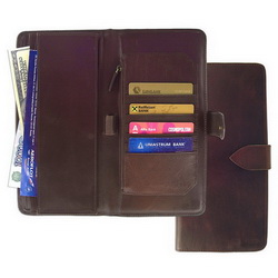 Портмоне путешественника с отделением для кредитных карт и монет, кожа
