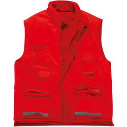 Жилет двухсторонний, L, 100% полиэстер, твил, с флисовой подкладкой и светоотражающей полоской на карманах, цвет красный