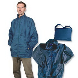 Куртка-ветровка L с чехлом, на подкладке ( сетка), 100% нейлон синий