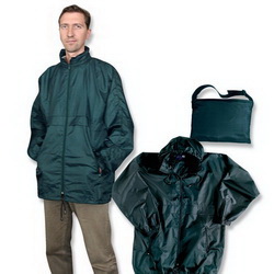 Куртка-ветровка L с чехлом, на подкладке ( сетка), 100% нейлон темнозеленый