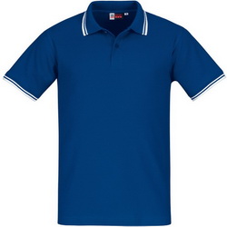 Рубашка-поло, L, с контрастной отделкой на воротнике и манжетах, 100% хлопок, плотность 180 г/кв.м, цвет синий
