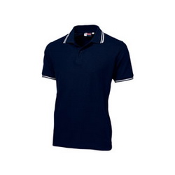 Рубашка-поло, XXL, с контрастной отделкой на воротнике и манжетах, 100% хлопок, плотность 180 г/кв.м, цвет темно-синий
