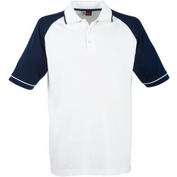 Рубашка-поло, XL, с цветными рукавами реглан, 100% хлопок, плотность 180 г/кв.м, цвет бело-темно-синий