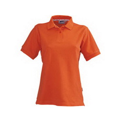 Рубашка-поло женская L, с вязаным воротником и манжетами,боковыми разрезами 100% хлопок, плотность 200 г/кв.м, цвет оранжевый