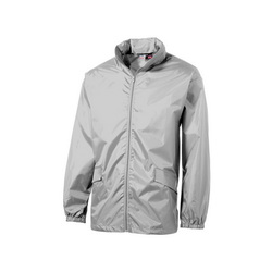 Куртка-ветровка L, 100% полиэстер, с чехлом, серебристый
