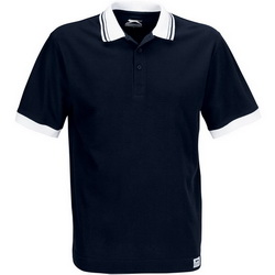 Рубашка-поло М, хлопок 100 %,с контрастной отделкой на воротнике и манжетах, плотность 200-220г/кв.м, цвет темно-синий