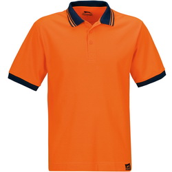 Рубашка-поло S, хлопок 100 %, с контрастной отделкой на воротнике и манжетах, плотность 200-220г/кв.м, цвет оранжевый