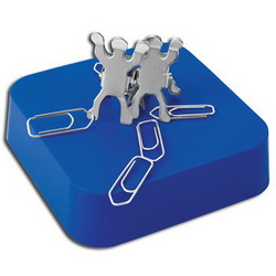 Подставка магнитная для канцелярской мелочи с двумя мемо-холдерами, металл, пластик, синий