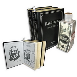Подарочный штоф Капитал в виде упаковки банкнот 100 долларов, 700 мл, фарфор, в подарочной коробке