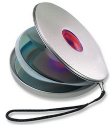 Футляр для CD-дисков с цветной вставкой серебристо-красный