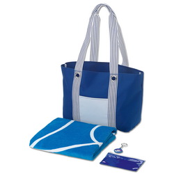 Набор пляжный: сумка, чехол водонепроницаемый, полотенце, брелок с УФ-индикатором, полиэстер, хлопок, полиуретан, пластик, цвет синий