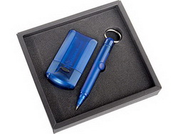 Набор: фонарь на подставке и ручка-брелок синий