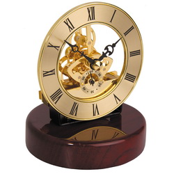 Настольные часы с открытым часовым механизмом, металл, дерево