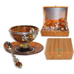 Чайный набор Янтарная гроздь, на 2 персоны, 6 предметов,в подарочной коробке, бронза