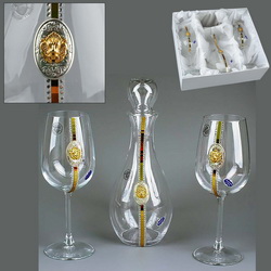 Набор для вина "Романтический ужин": графин и 2 фужера, стекло, в подарочной коробке, Италия