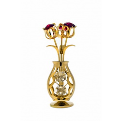 Сувенир "Красные тюльпаны" с кристаллами Swarovski в индивидуальной упаковке, сталь
