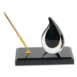 Настольный набор Черное золото с ручкой, дерево, стекло