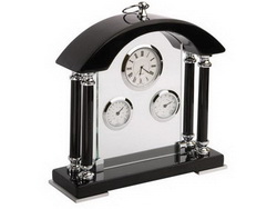 Погодная станция Черный Бриллиант: часы, термометр, гигрометр, дерево, металл, стекло