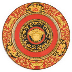 Тарелка декоративная настенная Versace, d30 см, фарфор, в подарочной коробке, красный