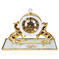 Часы настольные Versace с символом года, хрустальное стекло, металл, позолочение, в подарочной коробке