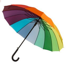 Зонт-трость полуавтоматический с разноцветными клиньями, нейлон