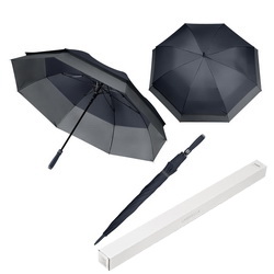 Зонт-трость полуавтомат с двойным куполом и ультра прочной конструкцией "антишторм" в подарочной коробке, ручка с покрытием софт-тач, эпонж