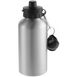 Бутылка для воды, 0,5 л, с дополнительной крышкой с носиком-поилкой, алюминий