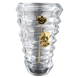 Ваза Золотоая роза, h28 см, хрусталь, металл, в подарочной коробке, Италия