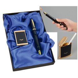 Зажигалка - ручка и карманная пепельница, металл, лак, в подарочной коробке