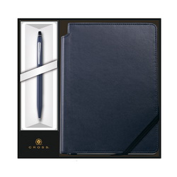 Подарочный набор: ручка шариковая Cross Click Midnight Blue и записная книжка Cross, A5, с местом для хранения ручки, 160 страниц в линейку, 100г/м2, металл, искусственная кожа