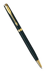 Ручка Parker Sonnet Matt Black GT роллер (корпус-лак, отделка-позолота 14К), черный