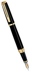 Ручка Waterman Exception Ideal Black GT, перьевая (перо-золото 18К с родиевым покрытием,корпус-лак, отделка-позолота 23К), черный