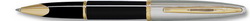 Ручка Waterman Carene Deluxe роллер (корпус-лак, отделка-позолота 23К, посеребрение) черный