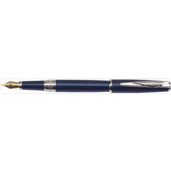 Ручка перьевая Pierre Cardin, корпус - латунь, лак "перламутровый синий", отделка и детали дизайна - сталь, хром, перо - нержавеющая сталь с позолотой
