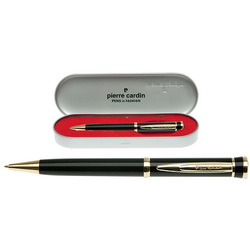Ручка шариковая Pierre Cardin, латунь, акрил, отделка - сталь, позолота