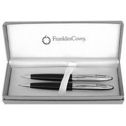 Набор FRANKLIN COVEY Lexington Black/Chrome:ручка шариковая и карандаш, черный