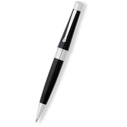 Ручка Cross Beverly Black/Chrome шариковая ( корпус- латунь/лак, отделка-хром), цвет  черный
