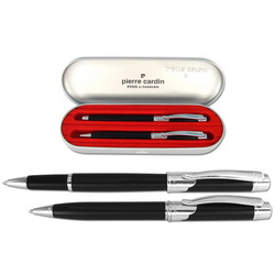 Ручка шариковая и роллер Pierre Cardin, металл, лак, в подарочном футляре, цвет черный