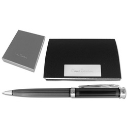 Набор Pierre Cardin: ручка шариковая и визитница, металл, кожзам, в подарочной коробке, цвет черный
