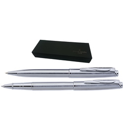 Подарочный набор Pierre Cardin: ручка шариковая и роллер, латунь и хромоникелевое покрытие, отделка и детали дизайна - сталь, хром.