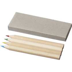 Набор 4 цветных карандашей в бумажной коробке, дерево