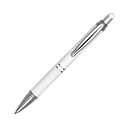 Ручка шариковая Альстер со стилусом и покрытием soft touch, алюминий
