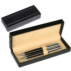 Набор "Минден": ручка шариковая и карандаш в подарочном футляре, металл, кожзам