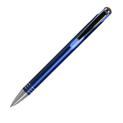 Ручка шариковая "Fortune", металл (алюминий), отделка - хром, синяя с голубыми деталями
